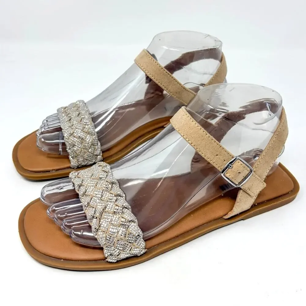 NEW Steve Madden Girl's Jnoahh Rhinestone Strappy Sandals, Size 5, MSRP $60